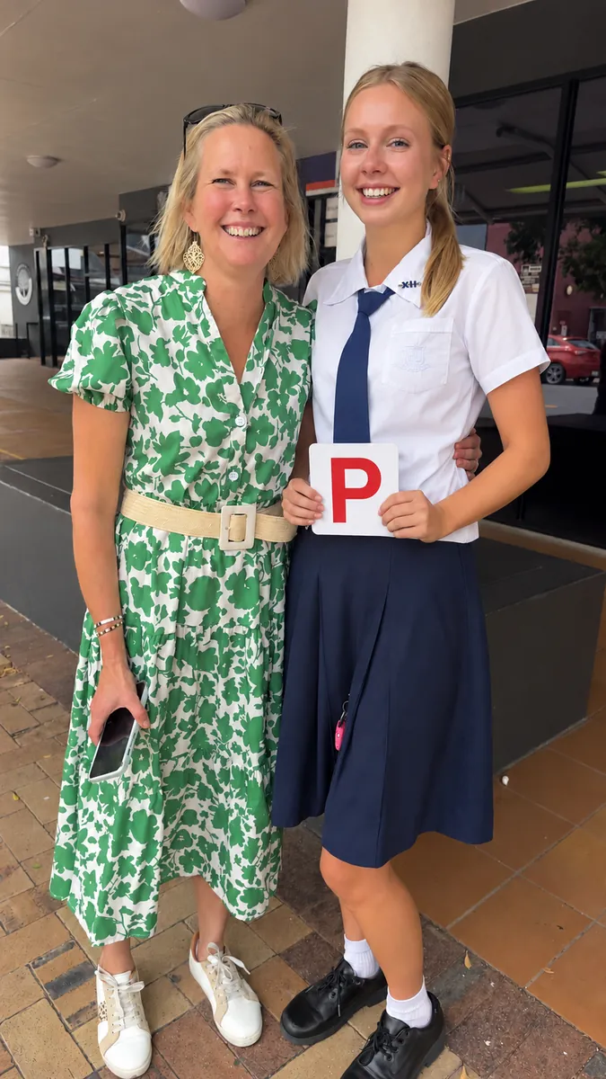 Jessica with her mum after passing her driving test at Sherwood